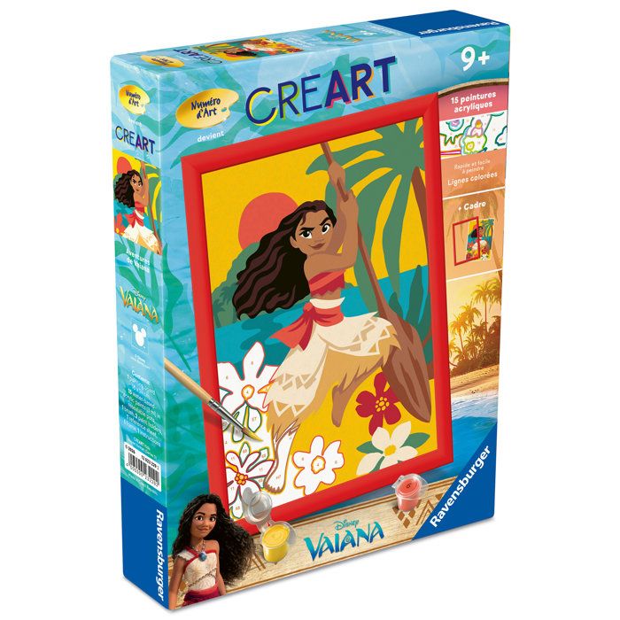 Ravensburger – CreArt Kids 18x24cm – Numéro d'Art – Vaiana – Disney – Kit de peinture par numéros – Des 7 ans – 12023229