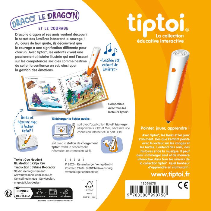 Ravensburger-tiptoi-Livre interactif-Draco le dragon et le Courage-Jeu éducatif électronique, sans écran-des 4 ans-13099075