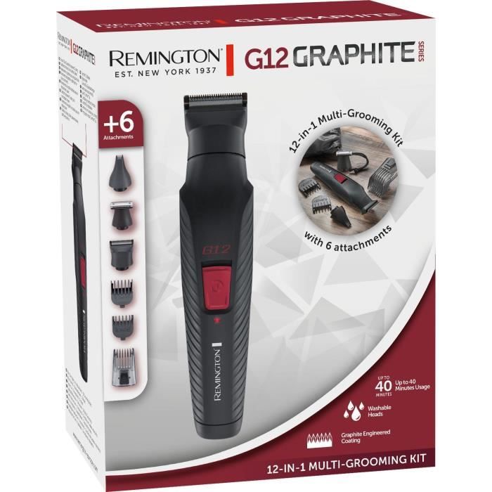 Kit multifonction - REMINGTON - G12 Graphite Series - 12 en 1 - Lames auto-affűtées - Autonomie 40 min - USB