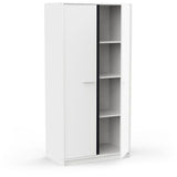 Armoire de chambre - REVERSO - Blanc mat - Décor Rose ou Bleu - 2 portes - L88,3 x P50 x H180,9 cm