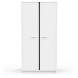 Armoire de chambre - REVERSO - Blanc mat - Décor Rose ou Bleu - 2 portes - L88,3 x P50 x H180,9 cm