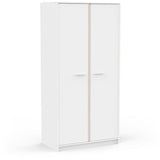 Armoire de chambre - REVERSO - Blanc mat - Décor Rose ou Bleu - 2 portes - L88,3 x P50 x H180,9 cm
