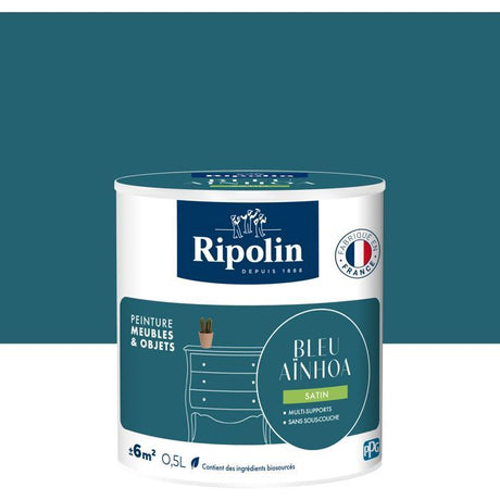 Peinture meuble et objet - Bleu ainhoa - Satiné - Ripolin - 0,5L