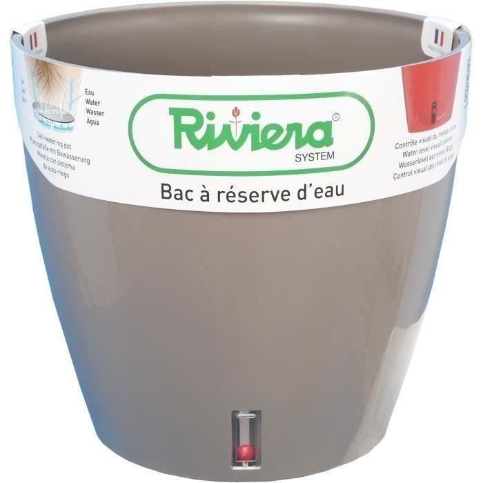 Pot de fleurs avec réserve d'eau - RIVIERA - EVA NEW ROND - Ř 35 x H 33 cm - 24,5L - Taupe
