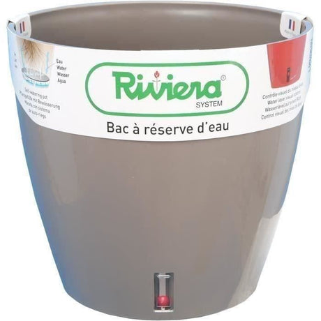 Pot de fleurs avec réserve d'eau - RIVIERA - EVA NEW ROND - Ř 35 x H 33 cm - 24,5L - Taupe