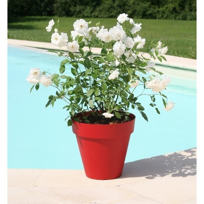 Pot de fleurs - RIVIERA - Soleilla Rond - Ř 39,2 x 35,8 cm - 25L - Rouge