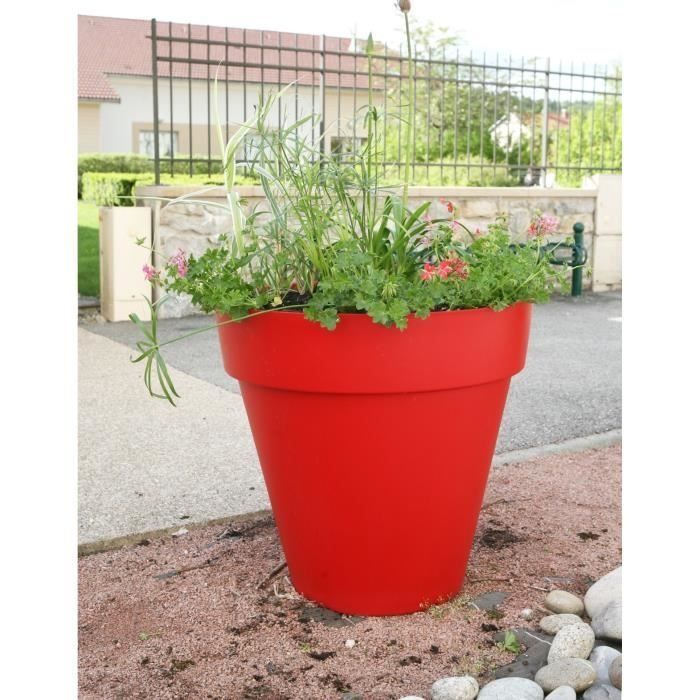 Pot de fleurs - RIVIERA - Soleilla Rond - Ř 39,2 x 35,8 cm - 25L - Rouge