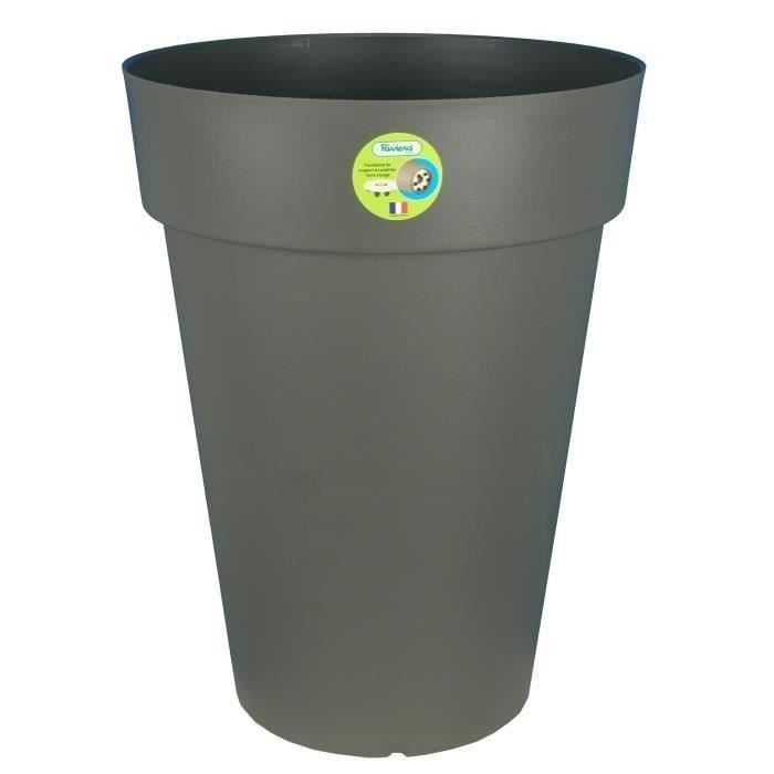 Pot de fleurs - RIVIERA - Soleilla Rond - Ø 50 x 66 cm - Gris pailleté