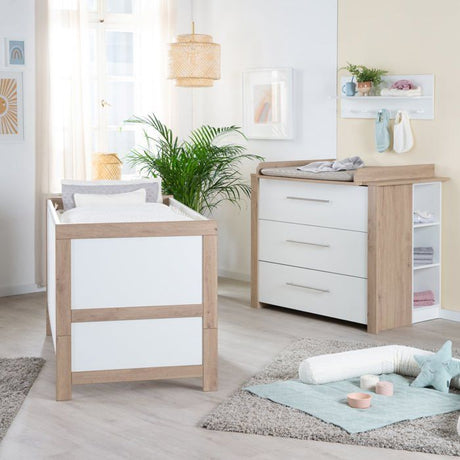 Commode a langer - ROBA - MALO - 3 tiroirs - Chene clair / blanc