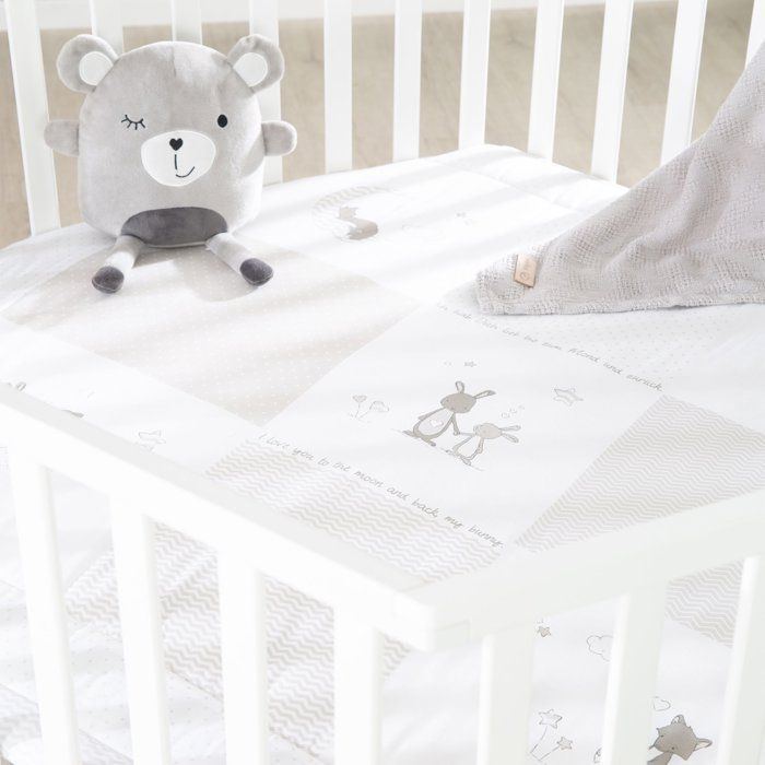 Parc hexagonal - ROBA - FOX & BUNNY - De la naissance jusqu'a 15 kg - Réglable - Roulettes - Blanc laqué