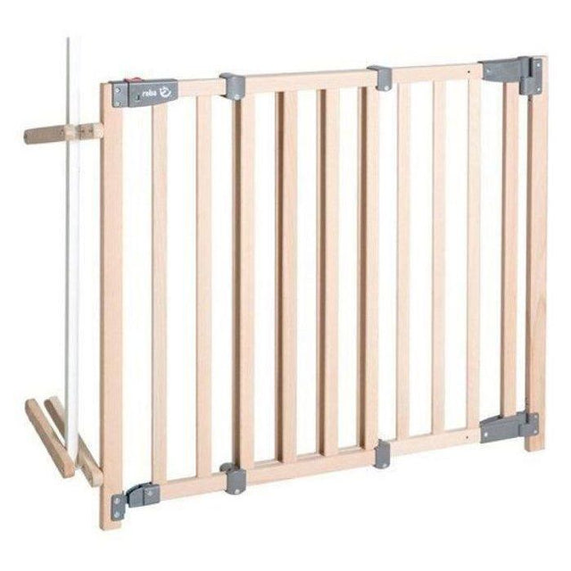 Barriere de Sécurité Bébé pour Escalier Safety Up - ROBA - Largeur de 93.5 a 120.5 cm - Bois Naturel