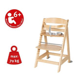 ROBA Chaise Haute Évolutive Born Up 2 en 1 + Transat Inclinable - Sternenzauber - Des la Naissance - Bois Naturel