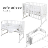 Berceau cododo 3-en-1 - ROBA - SAFE ASLEEP - Equipement 'Sternenzauber' inclus - Blanc