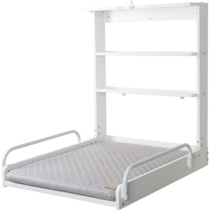 Table a langer murale - 66 x 76,5 x 79 cm - ROBA - Pliable - Blanc