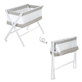 Berceau Cododo Pliable - ROBA - Toile et maille - Matelas et roulettes a freins - 90 x 45 cm - Gris / Blanc
