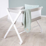 Berceau Cododo Pliable - ROBA - Toile et maille - Matelas et roulettes a freins - 90 x 45 cm - Gris / Blanc
