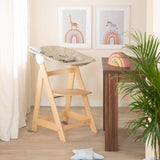 Chaise haute évolutive 2-en-1 - ROBA - BORN UP - Transat inclinable 'Greyish matelassé' inclus - Bois naturel