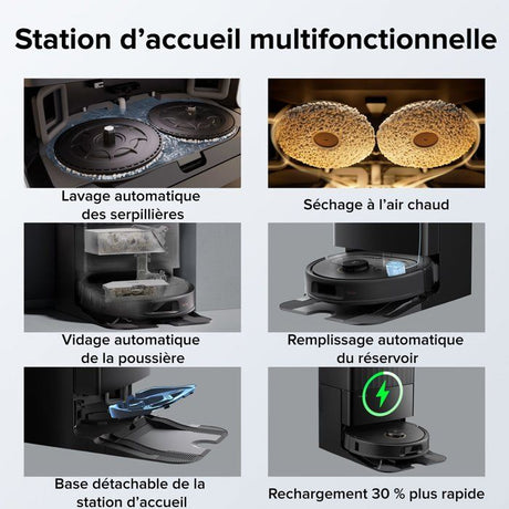 ROBOROCK QREVO 5AE - Aspirateur Robot Laveur avec Station - Puissance 12000 Pa - Serpillieres FlexiArm - Double Anti-emmelement