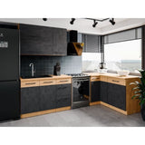 Meuble haut ROCK - Mélaminé décor chene lancelot et gris matera - 2 portes - L80 x H72 cm
