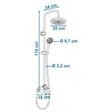 Colonne de douche ROUSSEAU Timaru avec mitigeur mécanique chrome - Tete de douche orientable, douchette 3 jets