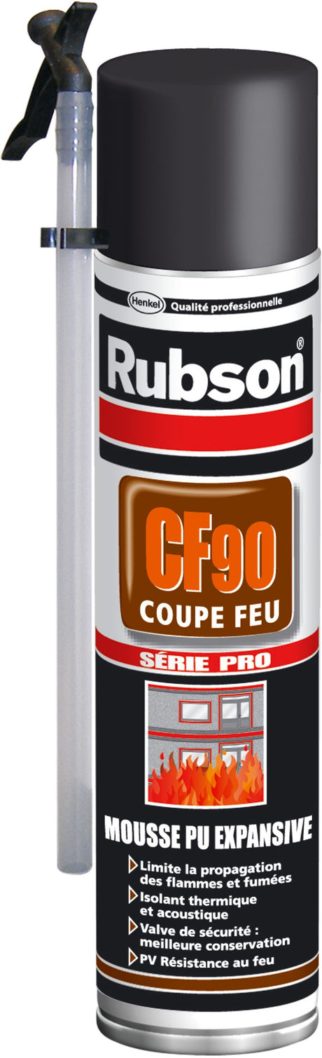 Aérosol mousse expansive coupe-feu - RUBSON - CF 90 - Protection incendie - Isolation polyvalente - 600 ml