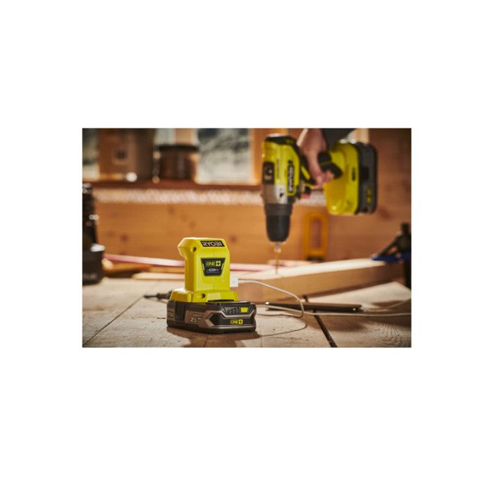 RYOBI - Chargeur USB 18V ONE+ - 2 ports USB pour charger a partir d'une batterie ONE+TM - R18USB-0