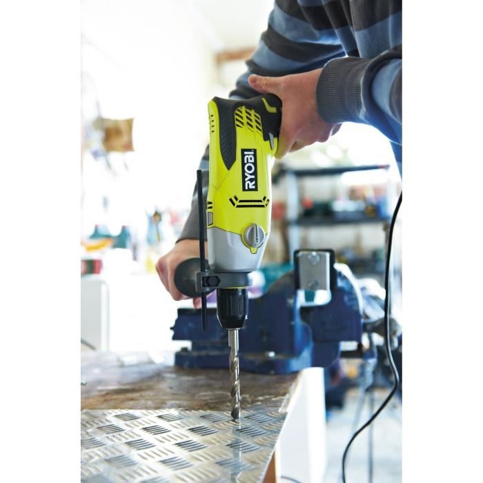RYOBI - Perceuse a percussion 1 010 W - 1 200-3 000 cp/min - 2 vitesses - mandrin 13 mm métal - LED - Livrée en coffret - RPD1010-K