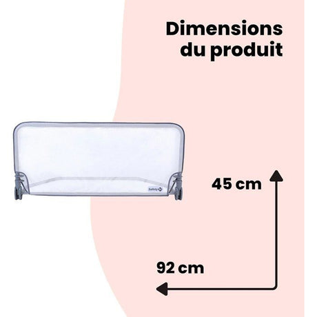 SAFETY 1ST Barriere de lit 90cm, 18 mois-5 ans, inclinable, Tissu lavable en maille, Auto-verrouillage, Gris/blanc