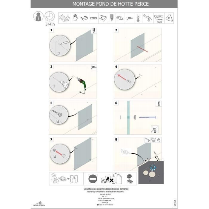 Credence - SAINT GOBAIN - Noir mat - Verre - 45x60