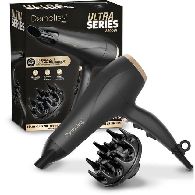 Seche-cheveux - SAINT ALGUE - Demeliss Ultra Series - Diffuseur - 3 températures - 2200 W - Noir