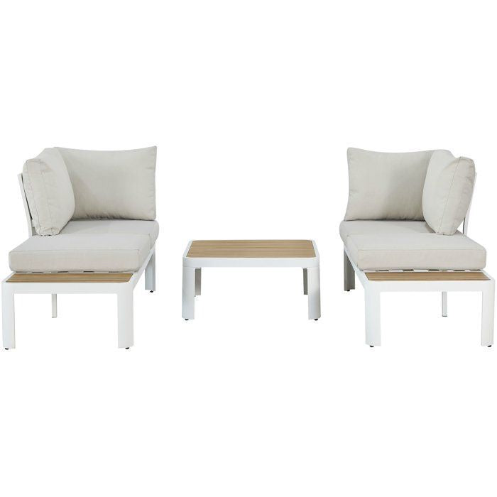 Salon de jardin - OLANA - Aluminium - Blanc et beige - 4 personnes