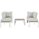 Salon de jardin - OLANA - Aluminium - Blanc et beige - 4 personnes