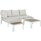 Salon de jardin - OLANA - Aluminium - Blanc et beige - 4 personnes