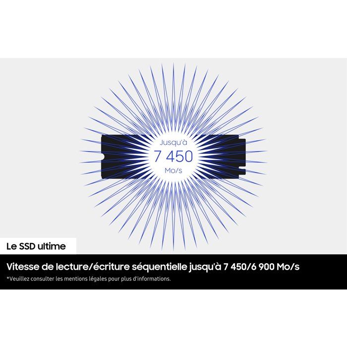 SAMSUNG - 990 PRO avec dissipateur- SSD Interne - 2 To - NVMe M.2 PCIe 4.0x4 - Vitesse lecture jusqu'a 7 450 Mo/s