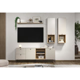 Composition TV - SAO PAULO - Cachemire / Chene blond - 4 ťlťments - Portes + tiroirs - 250 x 40 x 215 cm - TRENDTEAM