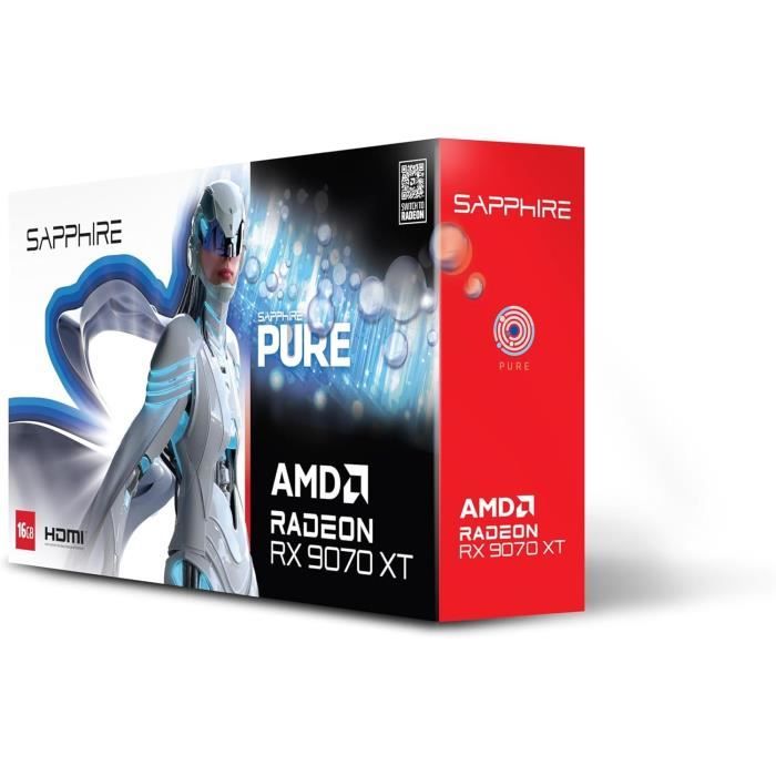 SAPPHIRE - Carte graphique - PURE AMD RADEON RX 9070 XT GAMING OC - 16 GB - Dual HDMI / Dual DP