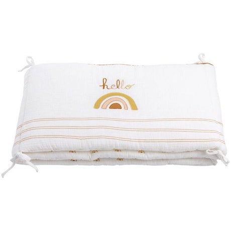 Tour de lit adaptable - SAUTHON - SUNLIGHT - 100 % Coton - Écru motif arc-en-ciel