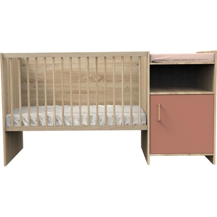 Lit combiné - 120 x 60 cm - Evolutif en 90 x 190 cm - CHARLIE - SAUTHON - Terracotta