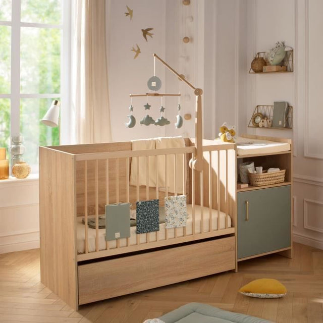 Lit combiné - 120 x 60 cm - Evolutif en 90 x 190 cm - CHARLIE - SAUTHON - Sauge