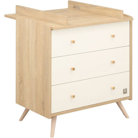 Commode a langer - SAUTHON - Access - 3 tiroirs - Surface a langer de 55,5 x 76 cm - Bois/Blanc