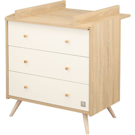 Commode a langer - SAUTHON - Access - 3 tiroirs - Surface a langer de 55,5 x 76 cm - Bois/Blanc
