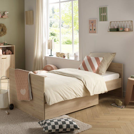 Chambre bébé duo - Lit 120 x 60 cm + Commode 2 portes et une niche - Adele - Hetre/creme- SAUTHON