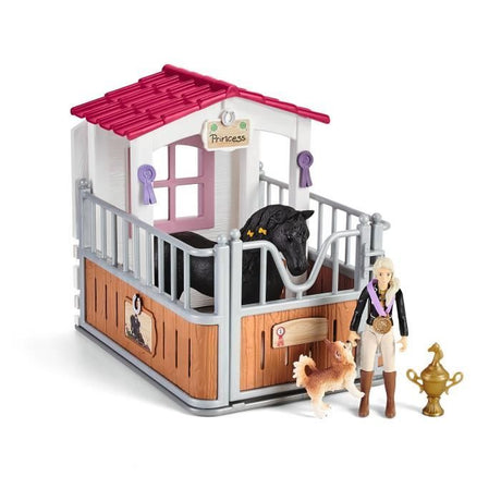 Box avec Tori et Princess, Extension pour écurie schleich avec 26 éléments inclus dont 1 cheval schleich, coffret figurines pour