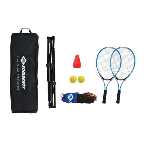 Sac a dos de tennis - SCHILDKROT - 2 raquettes + housses - 2 balles mousse Ř7mm - Filet autoportant 75x300 cm - 6 cônes de marquage