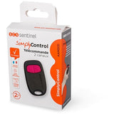 Télécommande 2 canaux - SCS SENTINEL - SimplyControl - Fuschia, portée 40m, fréquence 433.92 MHz, pile lithium CR2032 incluse