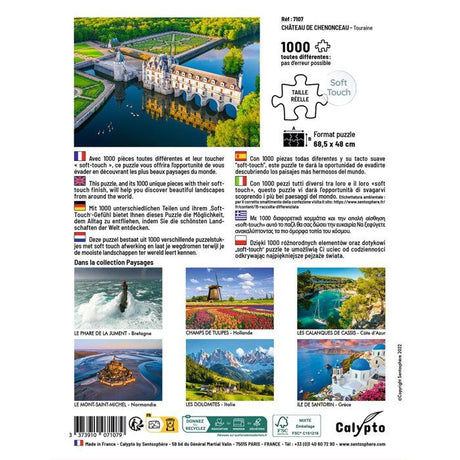 Puzzle - SENTOSPHERE - Calypto - 1000 pieces - Château de Chenonceau - Touraine - Toucher soyeux - Des 9 ans