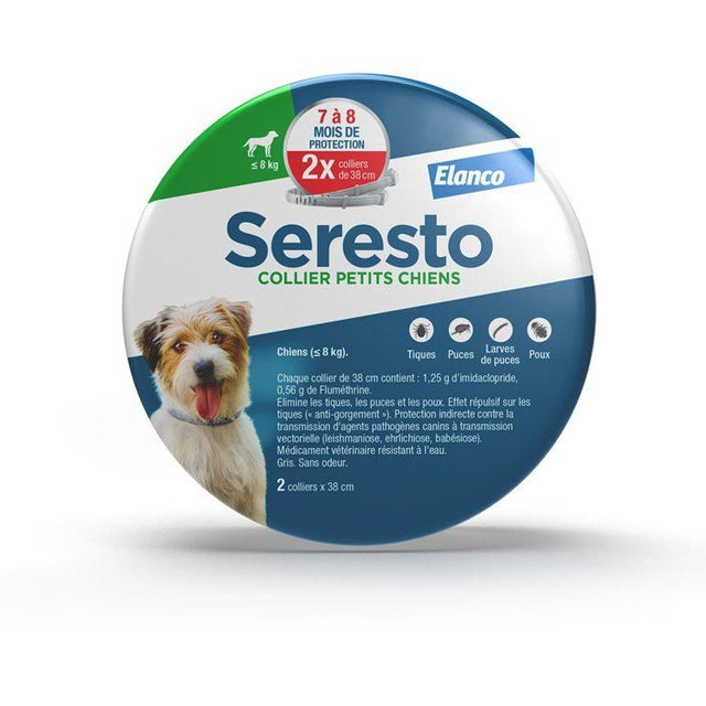 SERESTO Chien Collier Anti-Puces et Anti-Tiques -8kg 2 unités