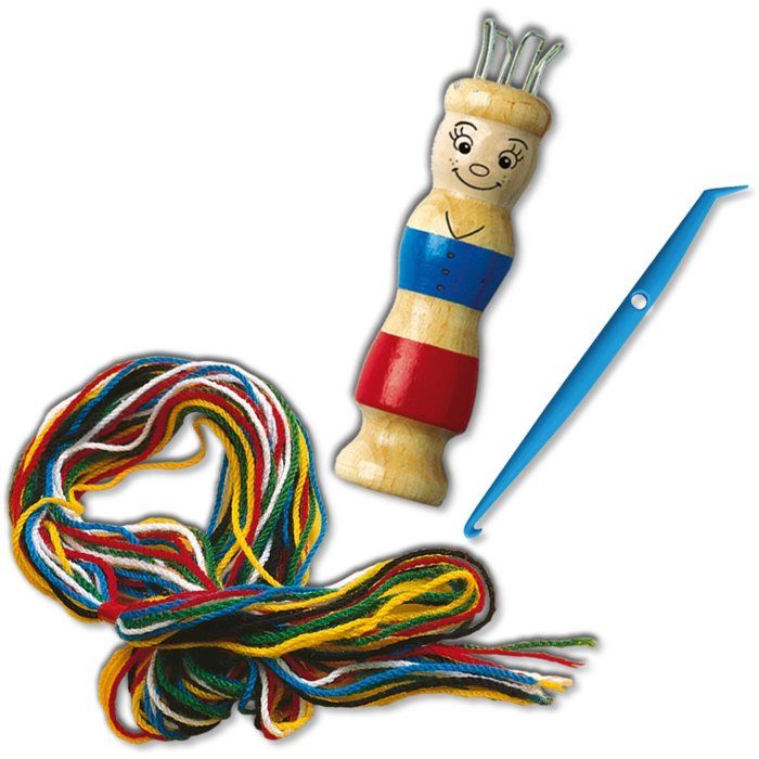 SES Creative - Tricotin - Kit Tricotin Enfant - Activité Manuelle Loisir Créatif-Poupée Tricotin en Bois - Outil de Tissage - 5+