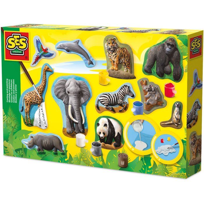 Moulage et peinture - SES CREATIVE - Hobby - Animaux - Plâtre Lavable - 11 figurines a créer - Age : 5+