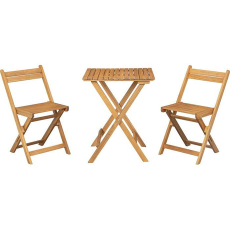 Set bistrot en bois d'acacia FSC - SAVANA - 1 table carrée 60 x 60 cm et de 2 chaises pliables - 2 personnes